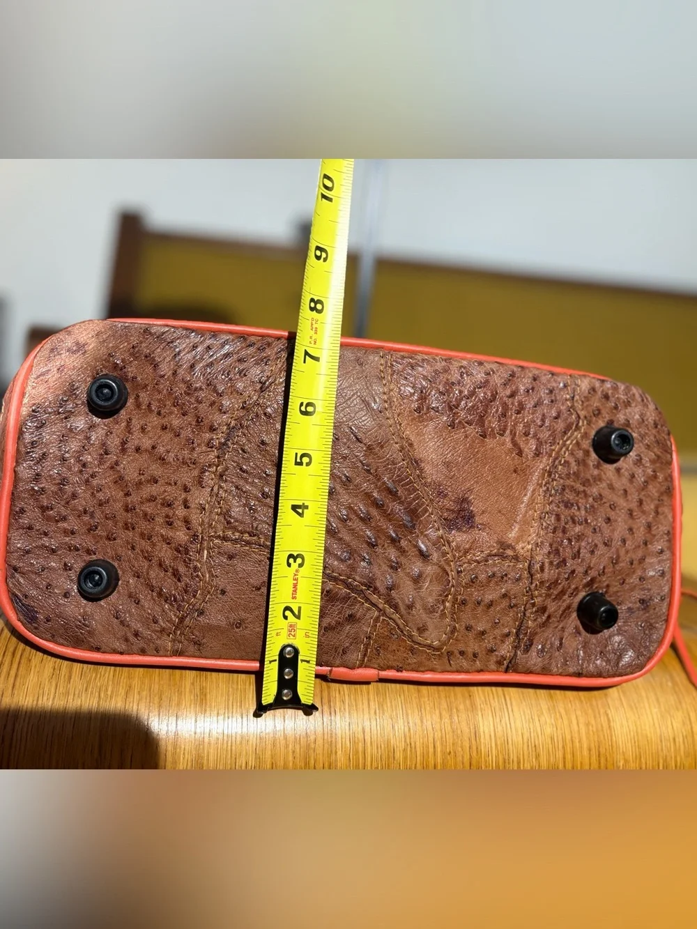 Large beautiful ostrich leather vintage bag